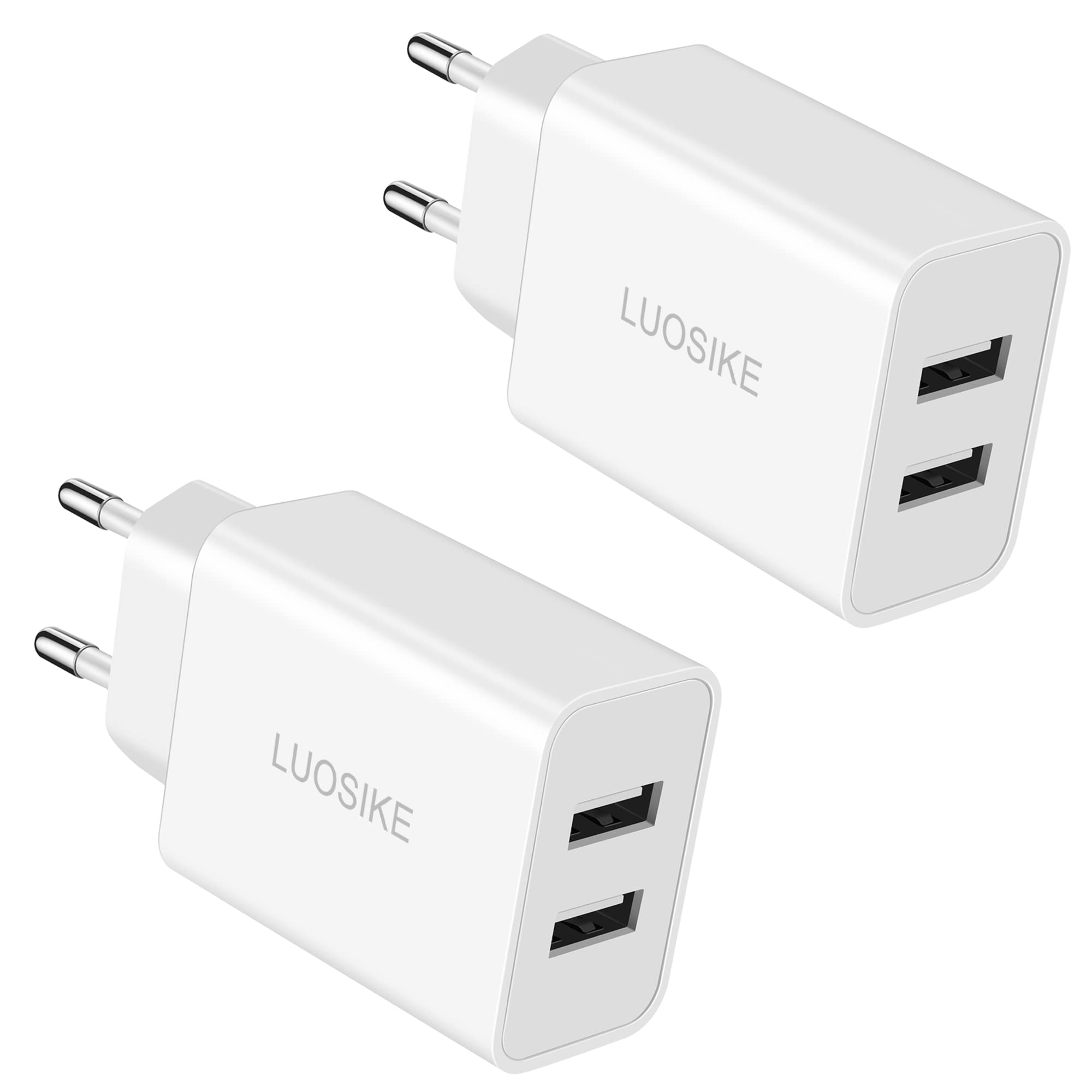 European Travel Plug Adapter, LUOSIKE 2.1A Dual USB Wall Charger Travel Power Adapter International Canada to Europe EU Charging Block for iPhone 13 12 11 XR XS X 8 7 6, iPad, Samsung, Android