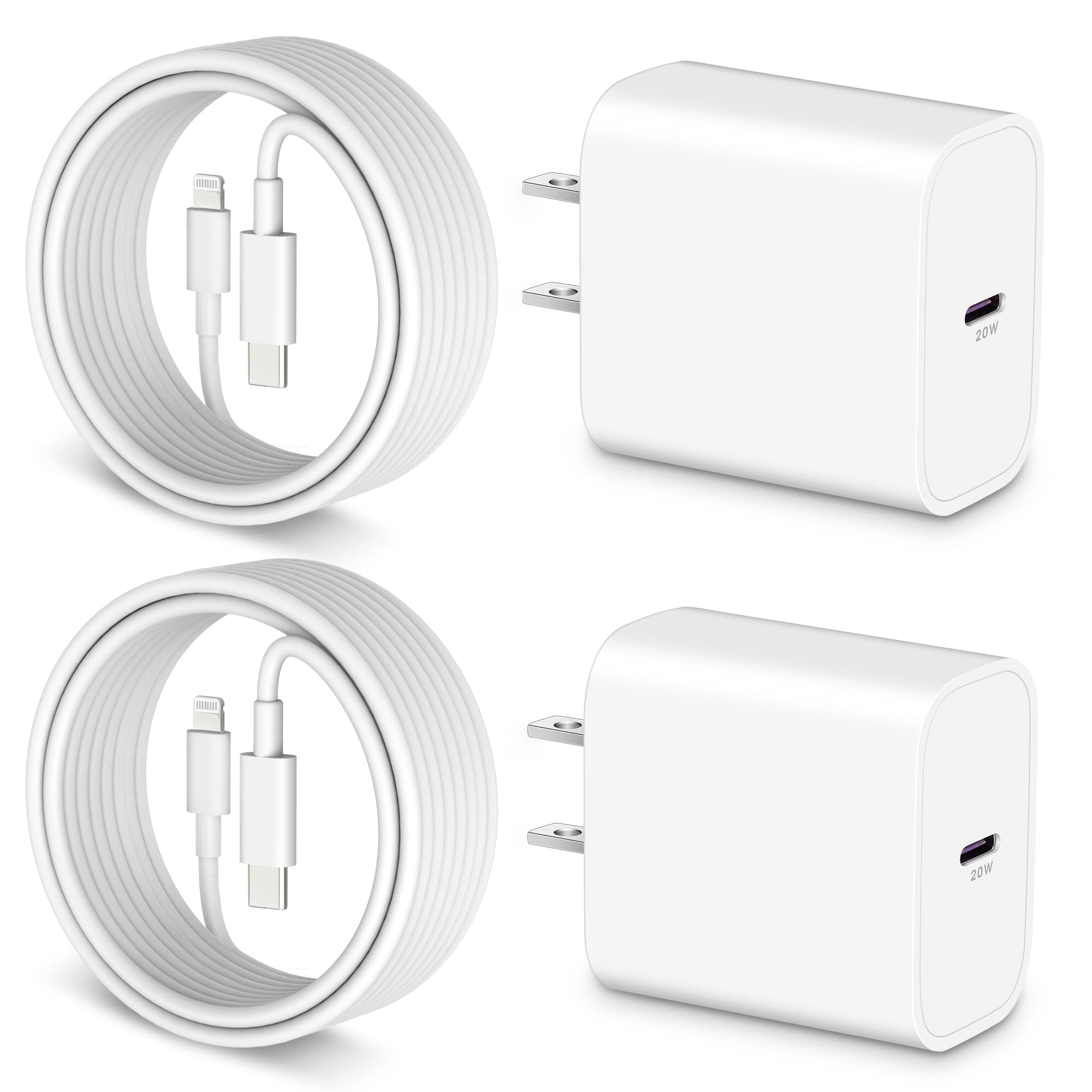 iPhone 14 13 12 Fast Charger [Apple MFi Certified], 2-Pack 20W PD USB C Wall Charger Type C Fast Charging Block Cube with 10FT Long Lightning Cable for iPhone 14 Pro Max/14/13 Pro Max/13/12/12 Pro/11
