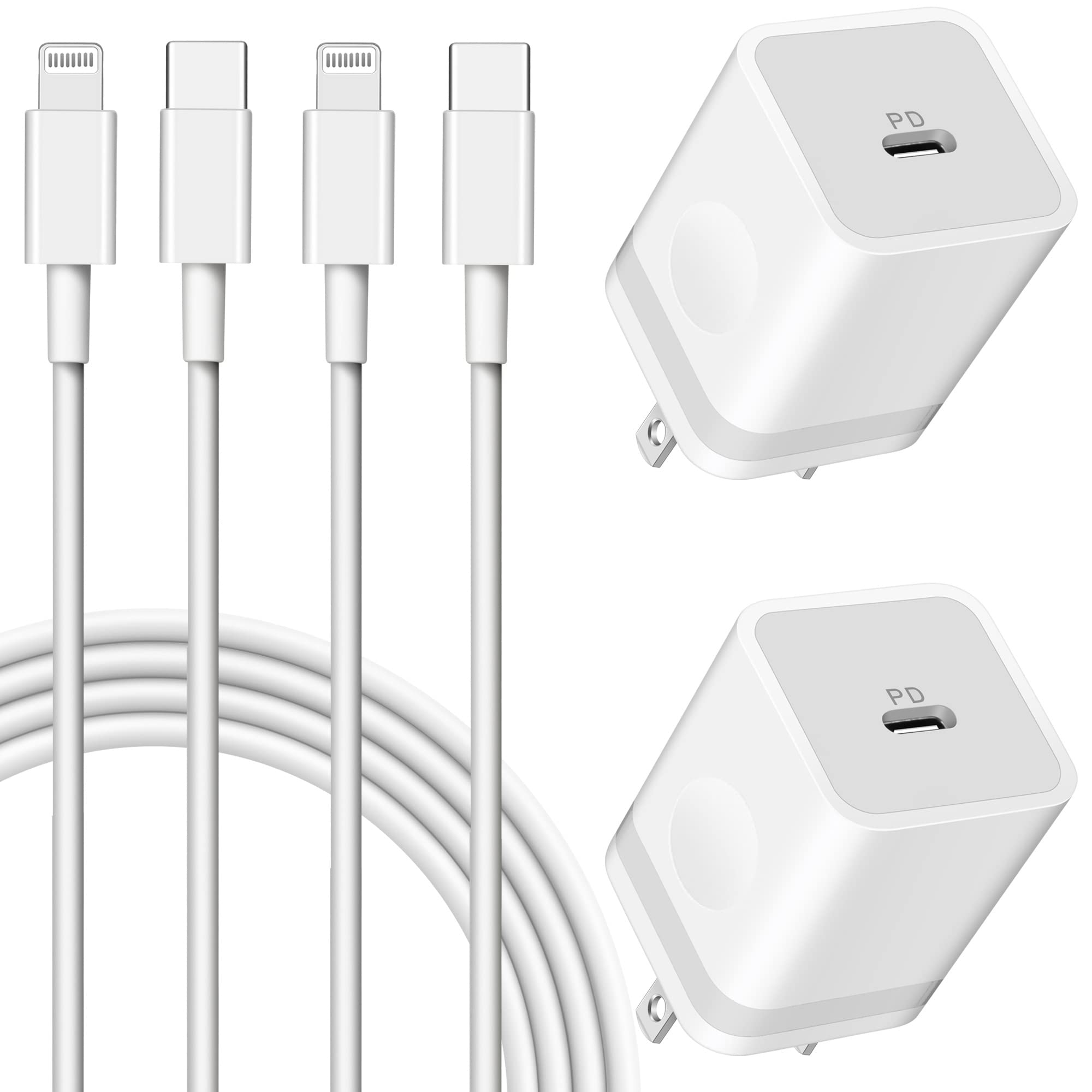 iPhone 14 Charger Fast Charging [Apple MFi Certified], LUOSIKE 2-Pack 20W USB C Wall Charger Block Power Adapter Plug with 2 X 6FT Lightning Cable for iPhone 14 Pro Max Mini 13 12 11 XS XR X, iPad