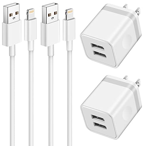 iPhone Charger [MFi Certified], LUOSIKE 2-Pack 6FT iPhone Charger Cord Long Lightning Cable + 2 X Dual USB Wall Charger Block Plug Adapter Cube for iPhone 13 12 Pro Max 11 XS XR X 8 7 6S Plus SE, iPad