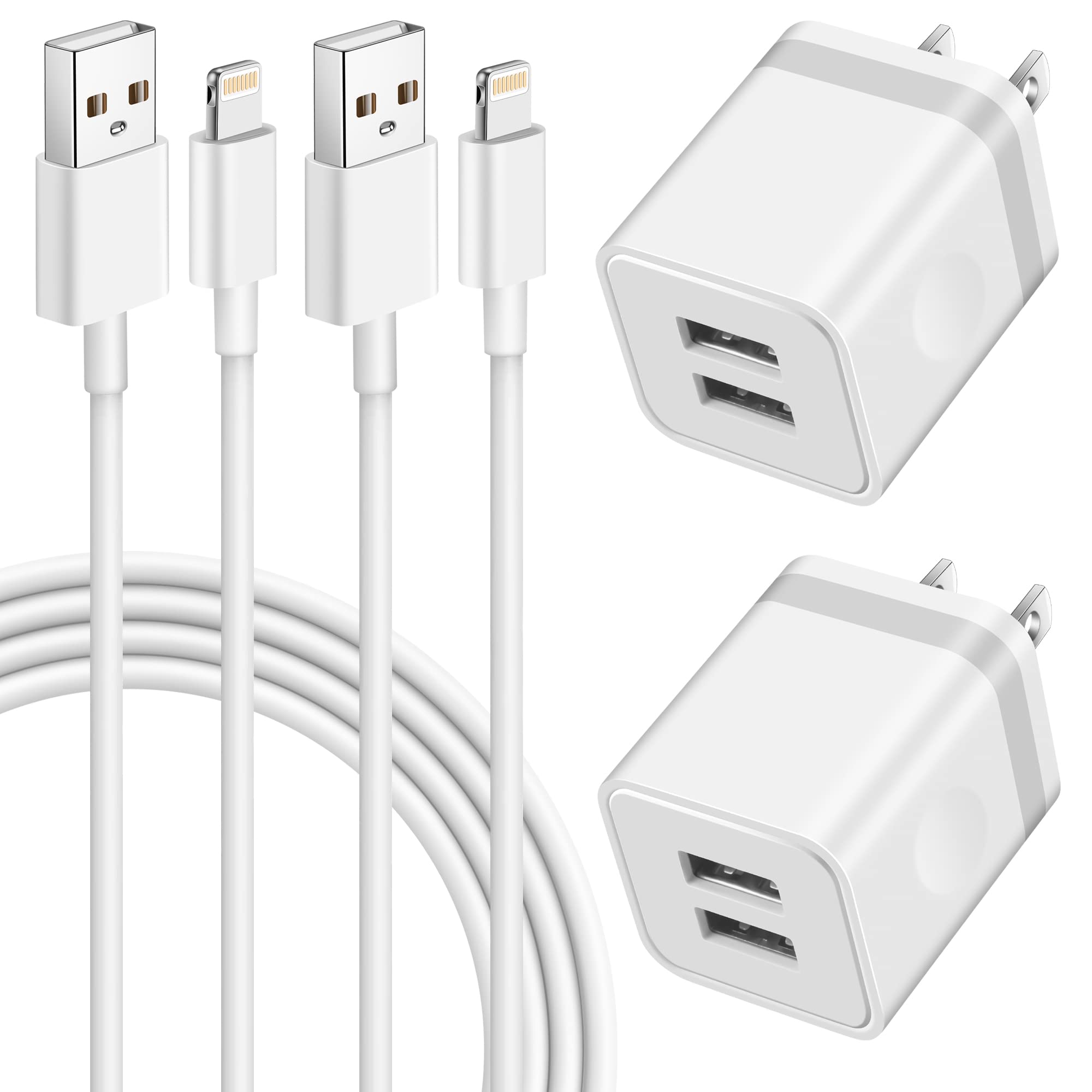 iPhone Charger [MFi Certified], LUOSIKE 2-Pack 10FT iPhone Charger Cord Long Charging Cable + 2 X Dual USB Wall Charger Block Plug Adapter Cube for iPhone 13 12 Pro Max 11 XS XR X 8 7 6 Plus SE, iPad