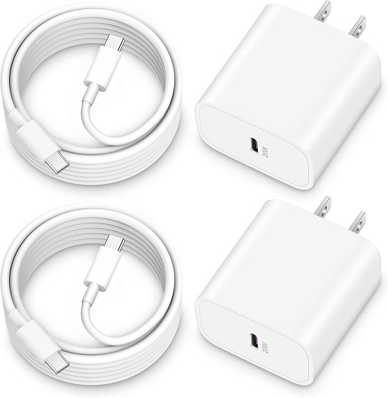 20W Apple Fast Charger for 2022/2021/2020/2018 iPad Pro 12.9/11, iPad 10th Generation, iPad Air 5th/4th, iPad Mini 6, 2Pack USB C Wall Charger Block Type C Fast Charging Plug with 6FT USB C to C Cable