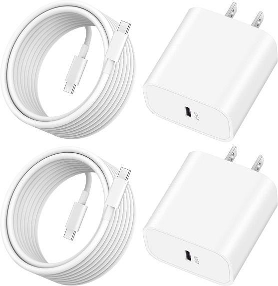 20W Apple USB C Fast Charger for iPad Pro 12.9/11 inch 2022/2021/2020/2018, iPad Air 5th/4th, iPad 10th Generation/Mini 6, 2Pack Type C Fast Wall Charger Block with 10FT Long USB C to C Charging Cable