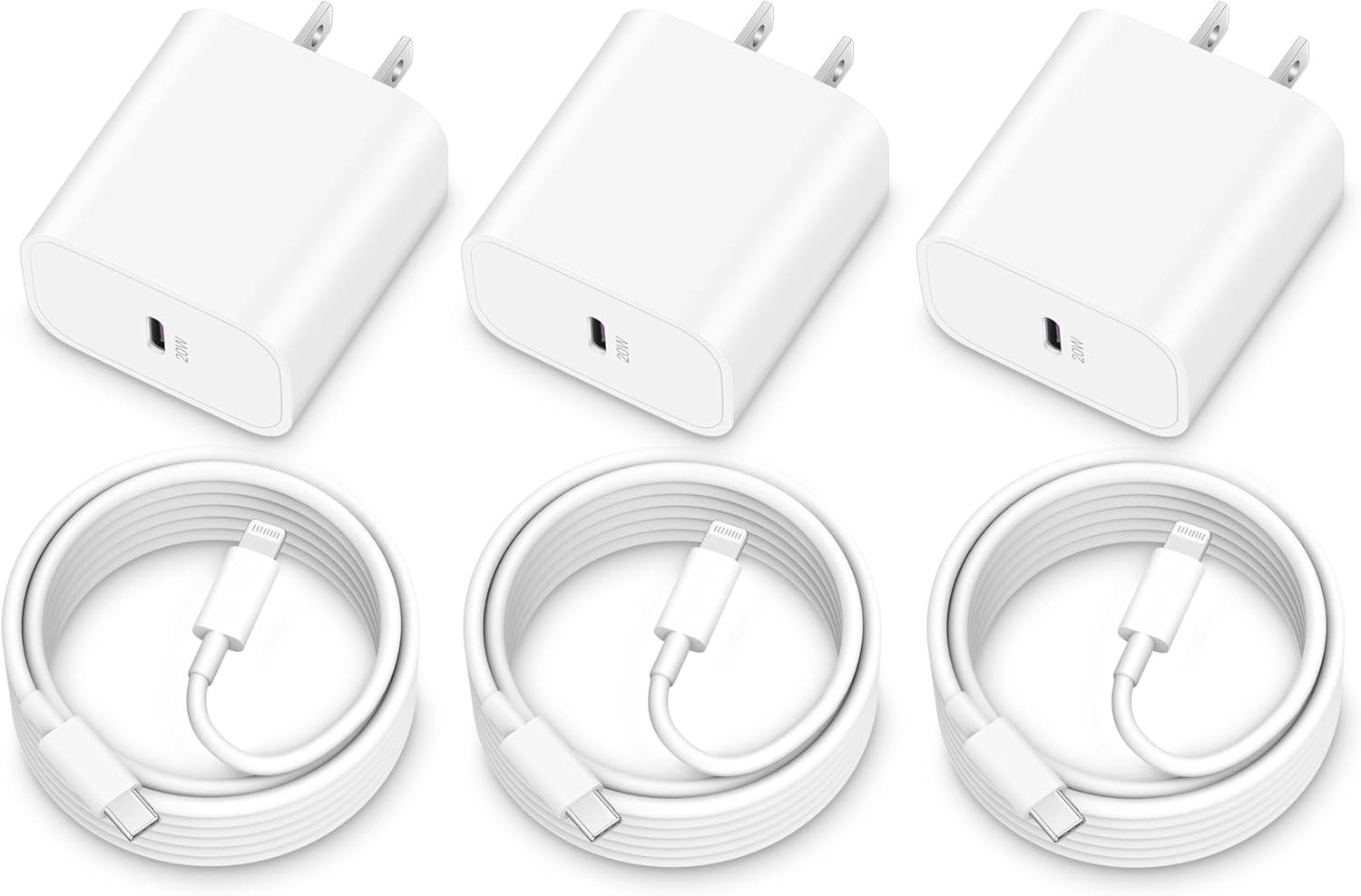 iPhone Fast Charger【Apple MFi Certified】 3Pack 20W PD USB C Wall Charger Block with 10FT USB-C to Lightning Cable for iPhone 14/14 Pro/14 Pro Max/13/13 Pro Max/12/12 Pro Max/11/XS/XR/X, iPad, AirPods