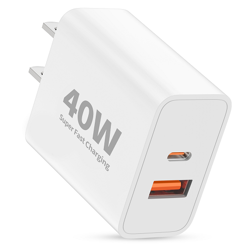 USB C Charger Block, 2-Port 40W Dual USB-C & USB-A Fast Wall Charger Power Adapter Cube PD/QC Charging Block Brick for iPhone 17/17 Pro/17 Pro Max/Air/16/15/14/13/12/11/Pro Max, iPad, Galaxy, Android